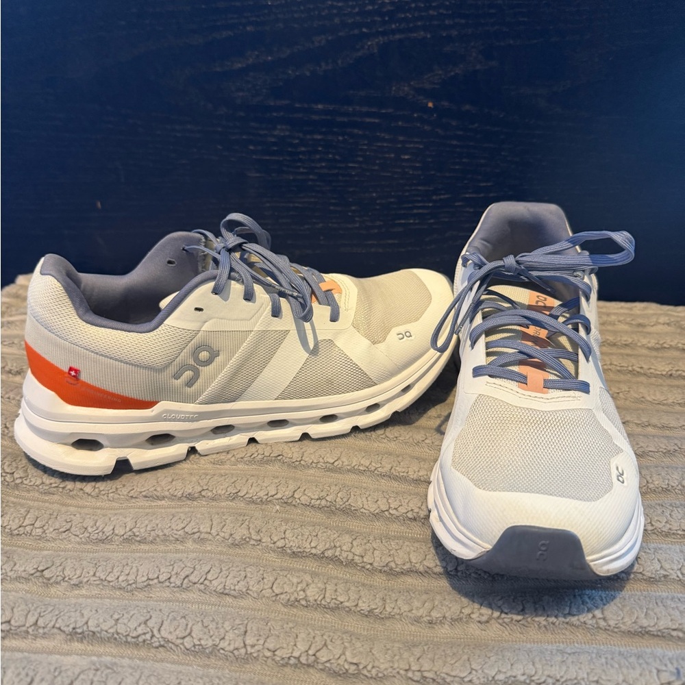 On Women's Athletic Shoes in White and Orange